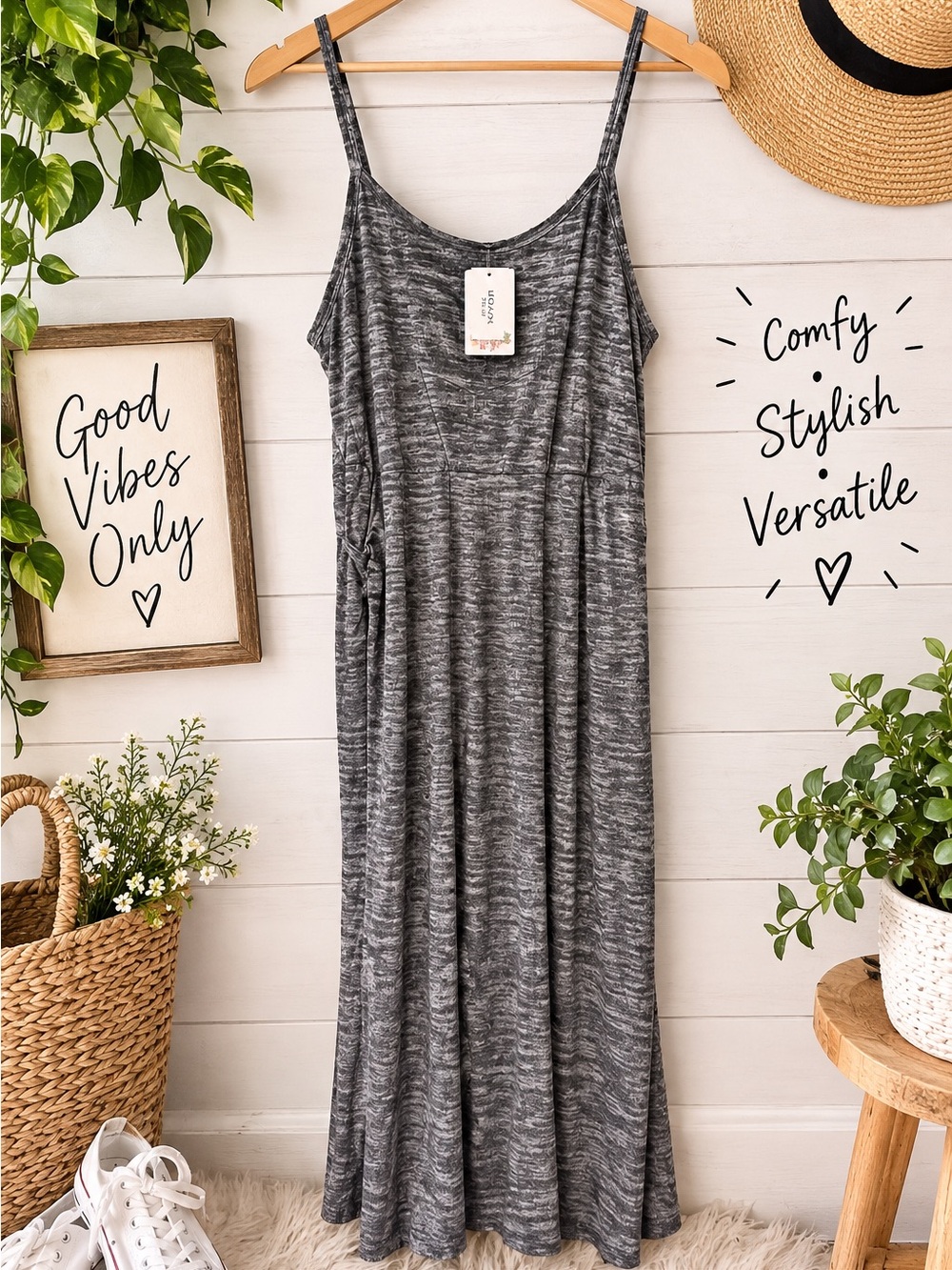 Women’s Gray Marled Spaghetti-Strap jumpsuit